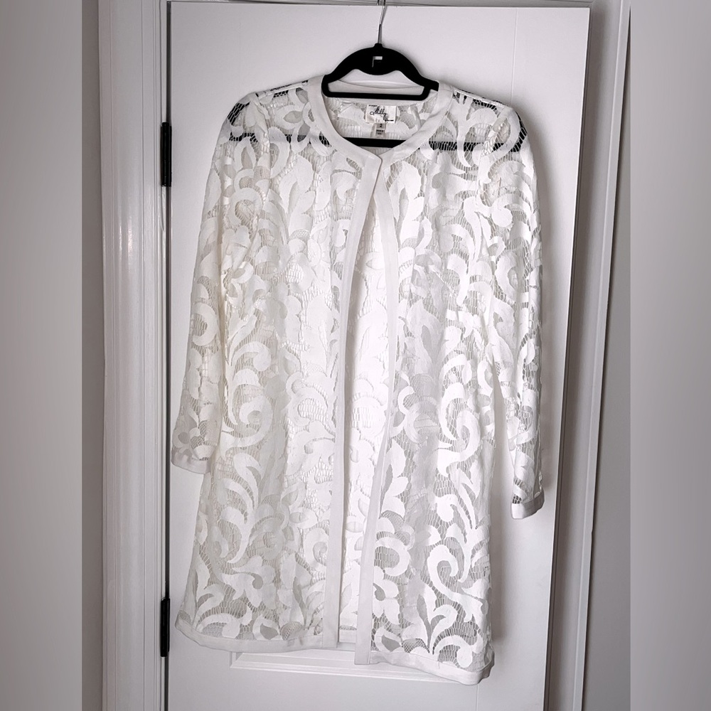 MILLY White Lace Duster Jacket Sz 2